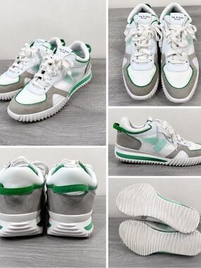 Rag & Bone White Green Platform Sneakers | Casual Designer Shoes size 39 Womens